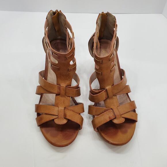 Restricted Womens Size 6.5 Leather Strappy 2" Wedge Heel Sandals Open Toe Casual - Picture 3 of 15